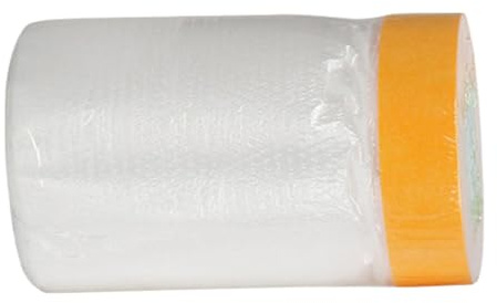 Película protectora para pintura – Funda protectora impermeable prepegada, rollo de película de enmascaramiento para muebles para la renovación del hogar, pintura del automóvil y protección