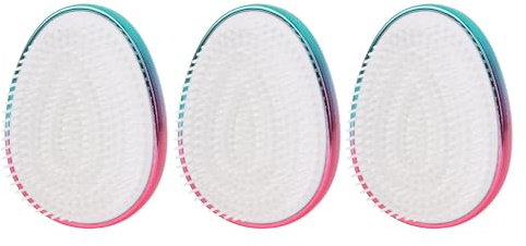 ZJchao Juego de Cepillos para el Cabello con Forma de Huevo, Largo y Corto, Peine Desenredante para Peinar, Diseño Degradado Portátil, Acabado Rojo y Azul