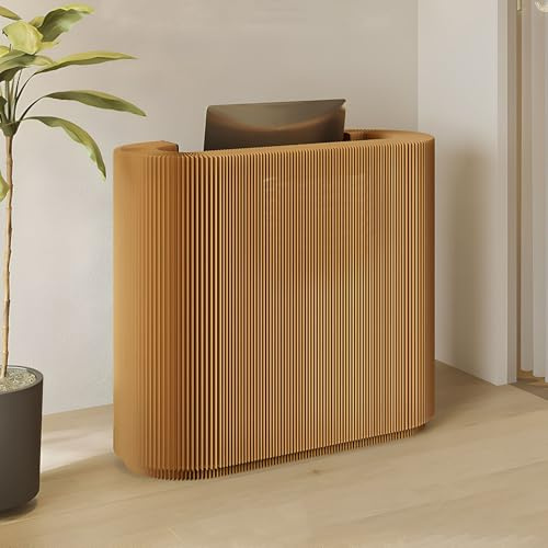 Koncey Faltbare Empfangstheke, Modern Rezeptionstheke, 125 x 43.5 x 108 cm Messetheke Tragbare mit 2 Abnehmbaren Regalen, Verkaufstheke für Firmenhallen Bekleidungsgeschäft(Grün)