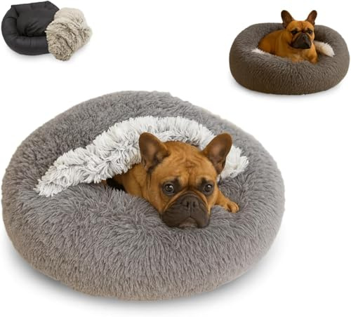 Grand Filippo Anti-Stress Hundehöhle mit abnehmbarem Bezug 65 cm – Hundebett flauschig & waschbar – Hundekissen weich – Hundekorb kleine & mittelgroße Hunde – Antirutsch Boden – Shaggy Plüsch