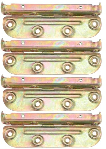 PAMINGONO Set 4 Staffe per Telaio Letto in Ferro Zincato Ganci per Sponde Letto Denti Antiscivolo in Legno Accessori Ferramenta per Mobili da Camera