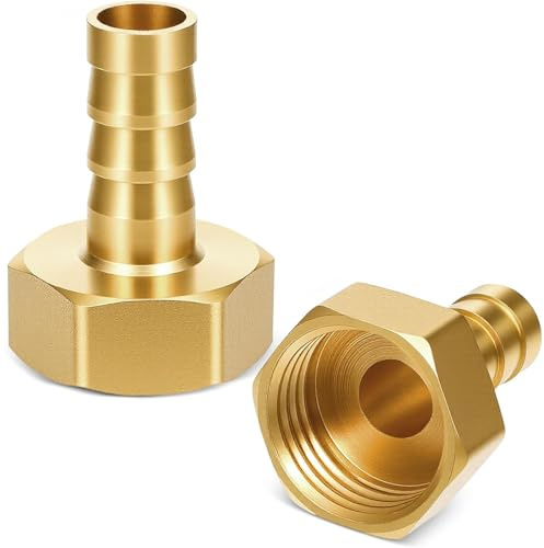 2 Pièces Barbed Brass Raccords Laiton Cannelés 10mm x 1/2 PT Femelle, Raccord Tuyau d'Arrosage, Raccords Filetés, Raccord Cannelé Laiton pour Air, Eau, Huile, Carburant, Gaz Inerte