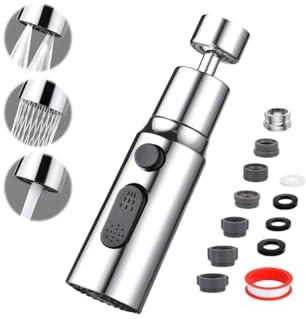 Kitchen Tap Spray Head,360° Swivel Three-Function Sprayer,80-Degree Big Angle Swivel Tap Aerator,Faucet Extension Sprayer,Faucet Aerator Splash Proof Spout,Tap Accessories (Long Style)