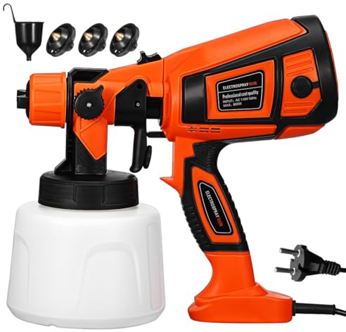 Gatuida Elektrisches Farbspritzgerät 1400 ml Hochdruck Farbsprühsystem Lackierpistole Sprühgerät für Wandfarbe Holzlasur Lack Möbel Zaun Innenbereich Heimwerker Airless Spritzpistole Metall