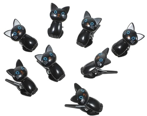 SUPVOX Lot de 8 Pinces de Fermeture Alimentaire de Chat Noir, Clips D’étanchéité Réutilisables pour Paquet Cuisine, Clips Multifonctions pour Sachets de Snacks et Rangement, Accessoires