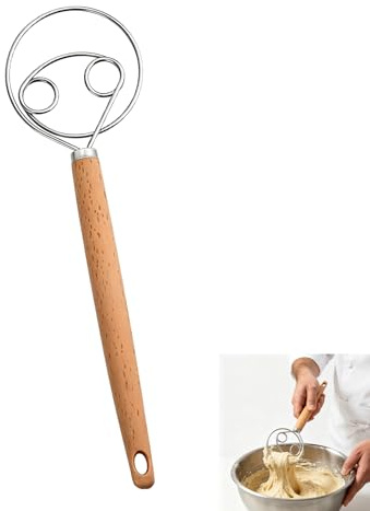 Dough Whisk,10inch Dough or Sourdough Whisk Professional Kitchen Tool | Steel Stainless with Hole Handle for Hanging Bread Making Tool for Seamless Mixer Whisks for Baking Cake Pastry Pizza Dessert