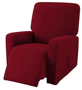 EBETA Jacquard Copripoltrona Fodera per poltrona Coprisedile Chivas Poltrona Reclinabile Relax Completo Elasticizzato con Tasche (Vino rosso)