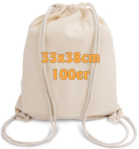 Cottonbagjoe Kinder-Turnbeutel zum Bemalen - Mia, 33 x 38 cm, Baumwolle