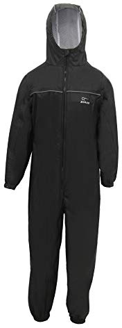 Zorax Boys Girls Black (7-8 Years) Waterproof Windproof Lightweight Kids Rain Suit Coat All in One Dry Suit Puddle Unisex Drip Drop Raincoat