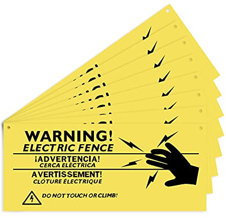 AIEX 8 Pieces Electric Fence Warning Signs 10 x 4 Inch Plastic Caution Danger Signs No Touching Or Climbing Sign For Danger Electric Fence Sign Farm Home