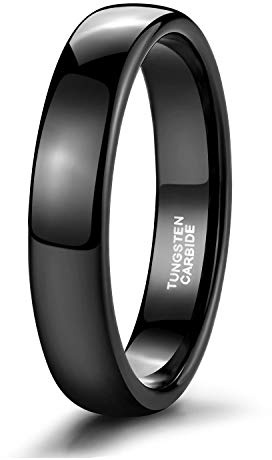 Zakk Ringe Damen Herren Schwarz Wolfram Schmal Schlicht Poliert Ring Verlobungsringe Eheringe Partnerringe 2mm 4mm 6mm 8mm