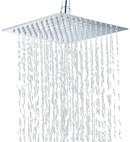 16 Zoll Kopfbrause Quadratisch 304 Edelstahl Poliert Edelstahl Brause Regendusche Brausekopf Duschkopf Ultraflaches Design Wasserfall Regenduschkopf