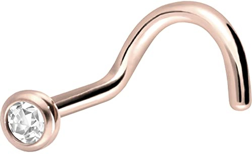 PIERCINGLINE Chirurgenstahl Nasenstecker Spirale | KRISTALL | Nasenpiercing Nostril Piercing | Farbauswahl
