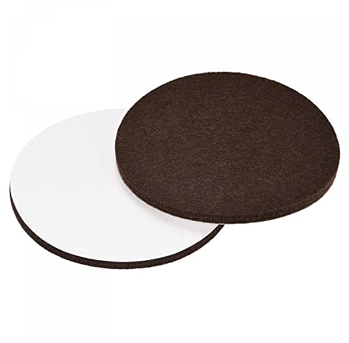 sourcing map Felt Furniture Pads, 100mm Dia Self-stick Non-slip Anti-scratch Round Felt Pads Cabinet Closet Feet Floor Protector Brown 4 Pads