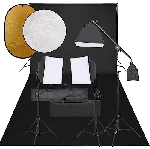 vidaXL Fotostudio-Set mit Beleuchtung, Hintergrund und Reflektor, Studio-Kit, Tageslicht-Lampe, Studio-Beleuchtung-Set, Studio-Licht, Fotografie-Licht