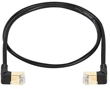 SinLoon Câble Ethernet RJ45 Cat8, connecteur 90 degrés mâle vers mâle, câble réseau Cat8 haute vitesse, 40 Gbit/s 2000 MHz câble patch SFTP pour routeur-modem-serveur (down to down)