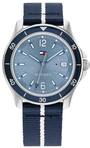 Tommy Hilfiger Analog Quarzuhr für Damen mit Marinblaues Textilarmband aus Recyceltem Ozeankunststoff - 1782511