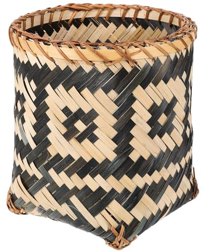DOITOOL Wicker Waste Paper Bin Rubbish Basket Rustic Woven Trash Can Rattan Garbage Container Decorative Basket Arranging Flowers Holder for Home Office Organizer