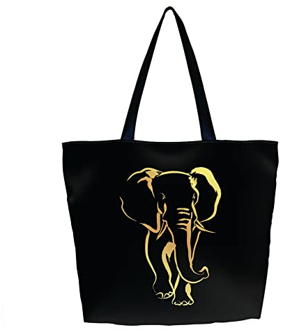 AOKSUNOVA Shoppingväska tryckt Vikbar med dragkedja Tygväska Tygpåse Shoppingväska Stor elefant