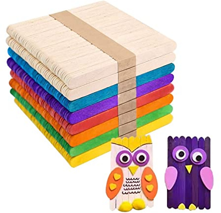 400 Stück Bunte Holzstäbchen, Protokolle Holzspatel zum Basteln Eisstäbchen | DIY Handwerk,nicht leicht zu brechen,hochwertigem Holz gefertigt,Bastelarbeiten Wohnkultur