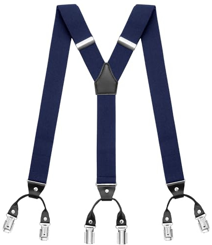 Sencillo Hosenträger Herren mit 6 Starken Clips Y-Form Dunkelblau