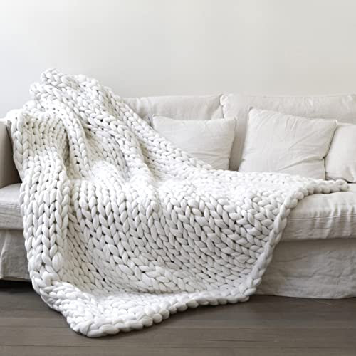 Bettüberwürfe, gestrickte Gewichtsdecke, grob gestrickte Decke, Garnfüllung – handgewebte geknotete Decken für Bett, Sofa, Stuhl, grobe Garndecke für Heimdekoration