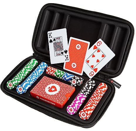 Pokerstars Premium 200-teiliges Mini-Chip-Set | Langlebige Kunststoff-Chips mit lebendigen Farben – ideal für Roadtrips & spontane Pokernächte – Kompakter schwarzer geprägter Koffer für organisiertes
