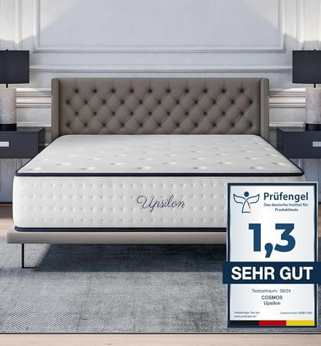 COSMOS - Matratze 180x200 cm Upsilon Kaltschaummatratze Härtegrad H3 - Öko-Tex Zertifiziert - Latex Blue 7 Zonen Matratze Höhe 24 cm - Made in EU