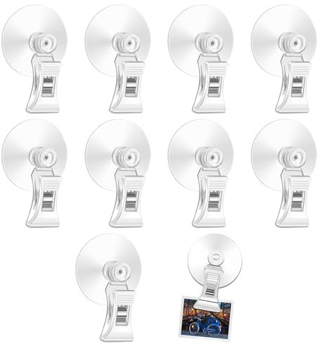 DAWRIS 10 Stück Saugnapf Klammer Transparent Saugnapf Clip Halter Saugnapf-Haken-Clip-Halter Aquarium Saugnäpfe Parkscheinhalter Saugknöpfe mit Clip für Supermarkt Zuhause Fenster Glaswand