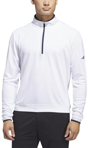 adidas Homme Lightweight Half-Zip Top Sweatshirt, White, XXL