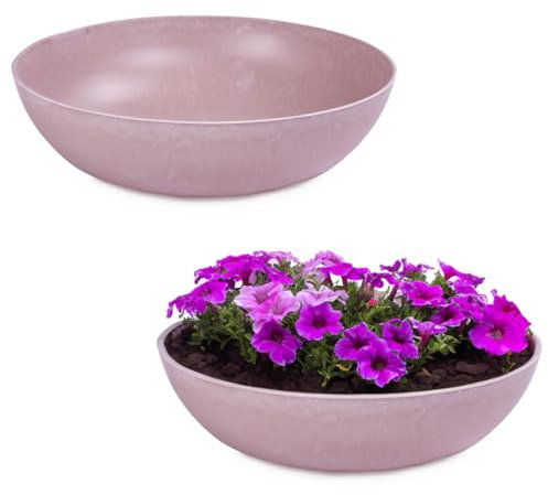 matches21 - Vaso per piante da esterno, grande ciotola decorativa vintage marmorizzata come vaso da fiori, 30 x 9 cm, ideale come abbeveratoio da giardino, balcone o cimitero