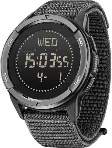 findtime Herren-Armbanduhr, Militär, Commando, Sportuhr, Kalender, Wecker, Stoppuhr, Schrittzähler, Digitaluhr, wasserdicht, 50 ATM, Zifferblatt, bunt, Schwarz , Militär