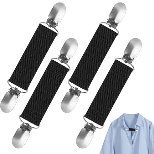 4 Stück Clips für Kleidung Kleider Clip Cardigan Clip Kleid Cinch Clip Cardigan Hosenträger Clips Sweater Strickjacke Clips Unisex Einfache Elegante für Pullover Kleider Hemden Usw (Schwarz)