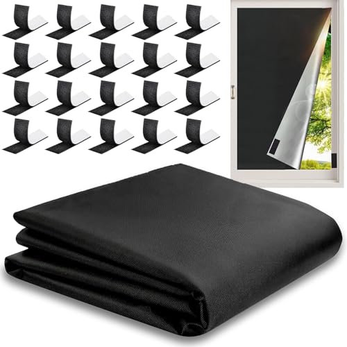 XSHAO® Fenster Verdunkelung, Verdunklungsstoff 300x150cm Verdunklungsrollo Ohne Bohren Dachfenster mit Klettband Selbstklebend, für Dachfenster Fenster Tü Freischnitt