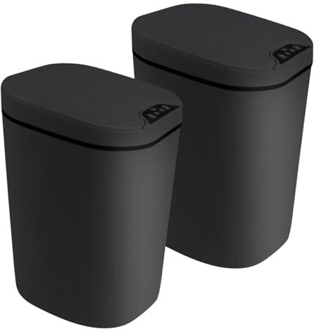 2 Pezzi Pattumiera Automatica da Cucina con Sensore, 12L Pattumiera da Bagno Intelligente Cestino con Sensore di Movimento, Cestino Spazzatura Automatico Plastica con Coperchio, Sottile, Impermeabile