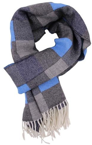 Rotfuchs Wollschal Herrenschal Winterschal Karo in anthazit blau grau aus 100% Wolle Made in Germany