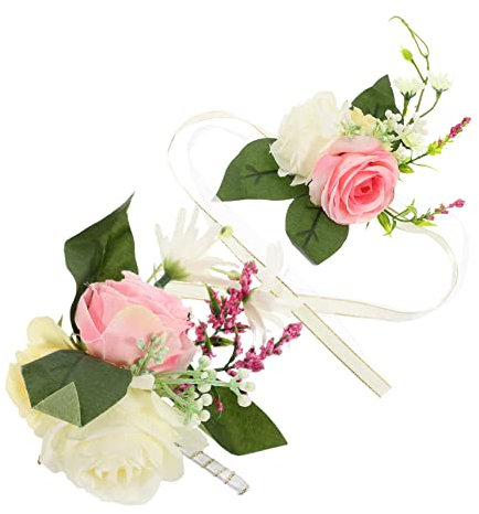 Cabilock Blumen-ansteckblume Fürs Handgelenk – Brautschleier Junggesellinnenabschieds-Accessoire Künstliche Blumen-ansteckblume Für Die Hochzeit Von Männern 2-teiliges Set
