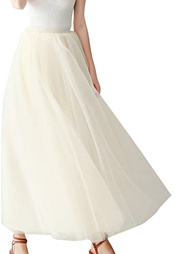 pvucpot Gonna In Tulle Donna Tulle, Lunga Da Donna, Per Carnevale, Sovrapposta, Multistrato, A Pieghe, Gonna Estiva In Rete, Orlo Principessa, Gonna Lunga, Linea A-Line