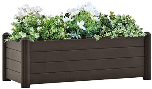 Xichuzi Garten-Hochbeet PP Mokka 100x43x35 cm, Palettenrahmen, Hochteich, Gemüsebeet, Kräuterregal Balkon, Blumenbeet, Kräuterspirale, Tomatenbeet, Pflanzhochbeet - 313976