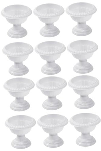 Yardwe 2sets Urnenvase Säulenpflanzgefäß Hochzeit Im Freien Blumentopf Weiß Für Veranda Deck Patio Herzstück 6 Stücke * 2