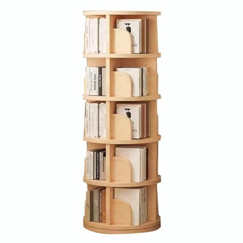 360° drehbares Bücherregal aus Massivholz, 6 Etagen, drehbar, für Zuhause, Büro, bodenstehend, drehbar, Bücherregal (46 x 160 cm)