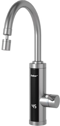 Fudeer 230V 3.3 kW Elektrischer Wasserhahn mit Durchlauferhitzer für Küche | Sofort warmes Wasser,einfacher Einbau,Digitaldisplay,360°drehbarer Auslauf,vielseitig,rostfrei,robust,pflegeleicht