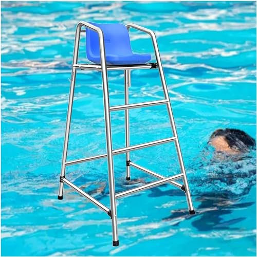 JYHHGDS Hohe Poolleitern, hohe Rettungsschwimmerstühle für Heimpools, Stranddock, Schiedsrichterstuhl aus Edelstahl, Strandleiterhocker (150 cm hoch)