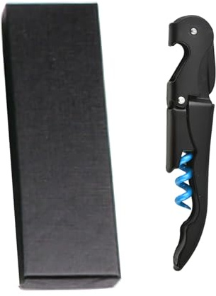 AAABOX Sacacorchos Profesional Sommelier de Doble Palanca，3 en 1 Abridor de Vino con Espiral de Acero Inoxidable,Wine Opener con Caja de Regalo(Azul y Negro)