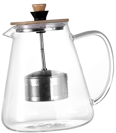Mikinona Tetera De Revestimiento Interior Inoxidable Té Infusor Colador Chino Tetera Con Filtro Bambú