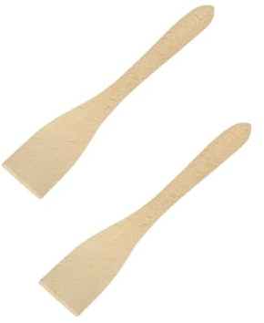 Fackelmann Lot de 2 spatules de cuisine en bois 30 cm | Retour net sans rayer, Bois naturel 30 cm, Lot de 2 spatules, Mélange et service faciles, Prise en main confortable