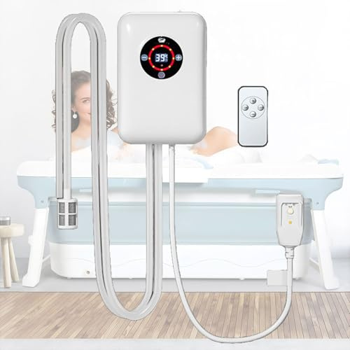 Weyot Chauffe-Eau Portable pour Baignoire avec Thermostat, Petit Chauffe-Eau pour Piscine, contrôle de température Constant, adapté aux baignoires, seaux et jacuzzisWhite,22x14.8x7.5cm