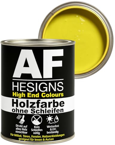 Alex Flittner Designs Peinture pour meubles, sans ponçage, jaune citron RAL1012, satiné, 750 ml, laque pour meubles, pour bois et métal, pour l'intérieur et l'extérieur