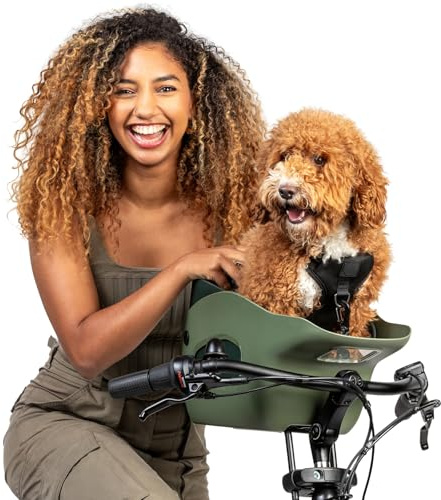 Kvisp Fahrradkorb Hund Vorne bis 12 kg - Hundekorb Fahrrad E-Bike - S Green