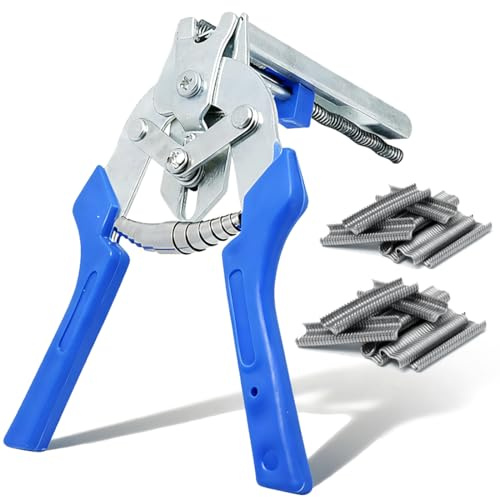 Pince à Anneau Automatique Type M avec 1200 Agrafes M Galvanisées – Agrafeuse à Grillage Professionnelle, Poignée Ergonomique Antidérapante pour Clôture, Cage d'Animaux, Sellerie Automobile